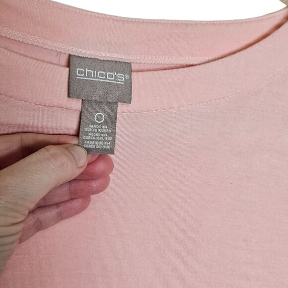 Chicos size 0 XS Half Sleeve Blush Pink Boat Neck‎ Model Spandex Neutral Cottage - Picture 2 of 9
